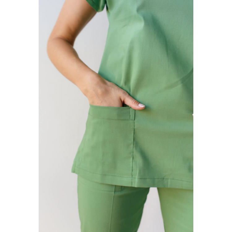 Likralı Hemşire Doktor Forma Fıstık Yeşili Unisex