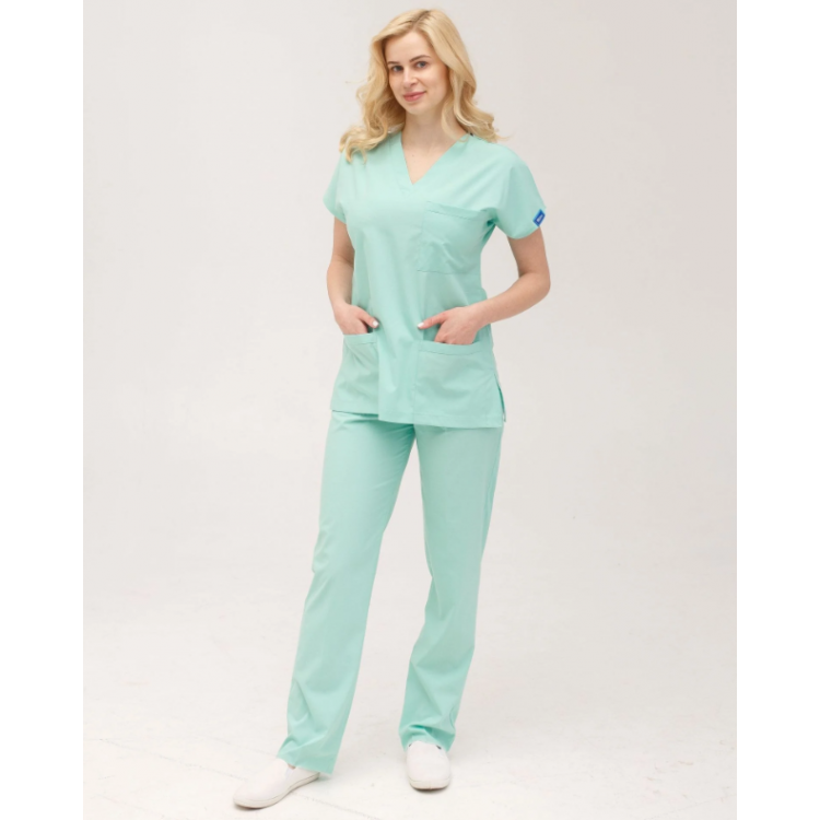 Likralı Hemşire Doktor Forması Mint Yeşili Unisex