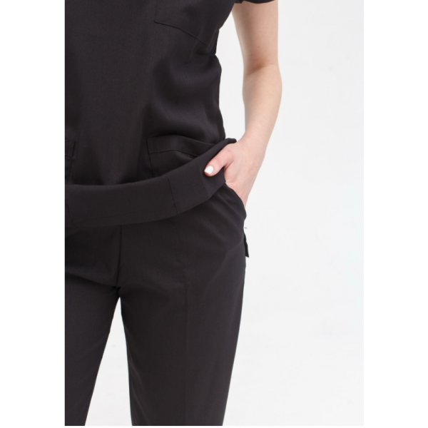 Likralı Hemşire Forması Siyah Unisex
