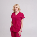 Likralı Hemşire Doktor Takım Vişne Renk Unisex