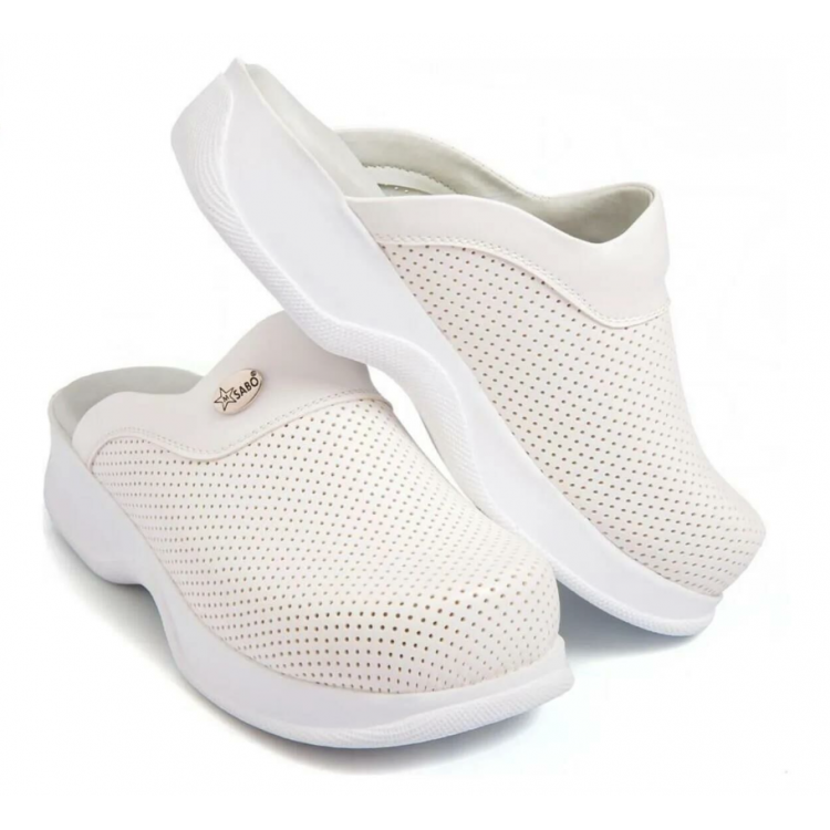 Klasik Taban Doktor Hemşire Hastane Aşçı Terliği 201 Beyaz