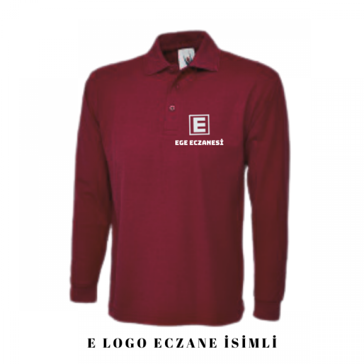 Eczacı T-shirt Bordo Uzun Kol Unisex