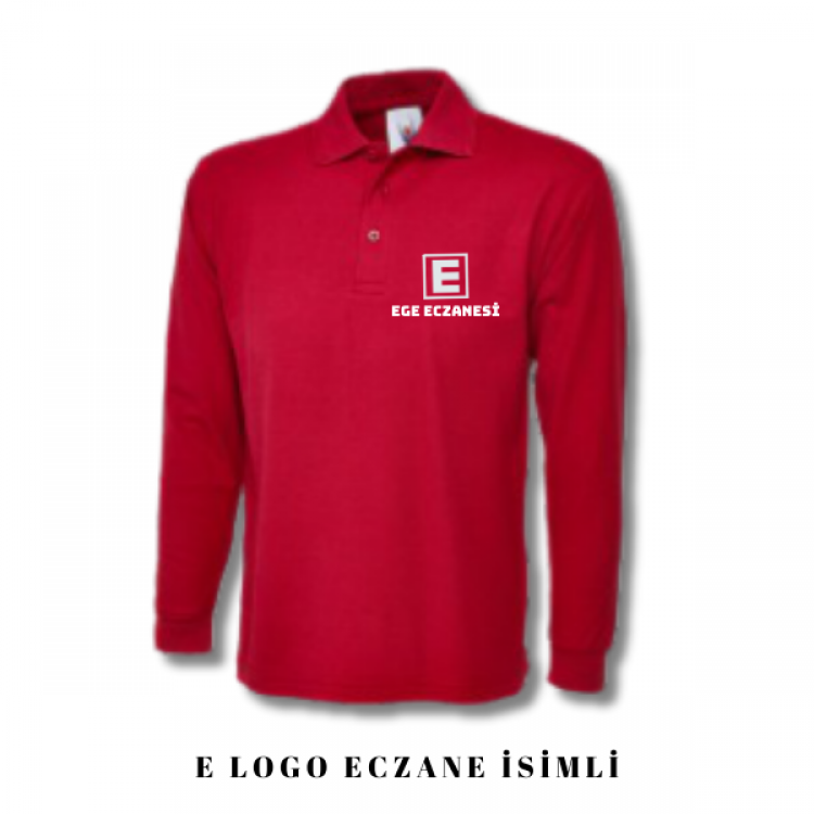 Eczacı T-shirt Kırmızı Uzun Kol Unisex